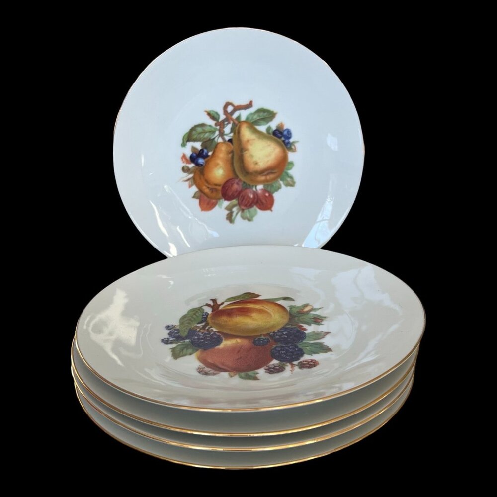 Vintage Bareuther Waldsassen Bavaria Germany Set Of 5 Fruit Plates 7.75"